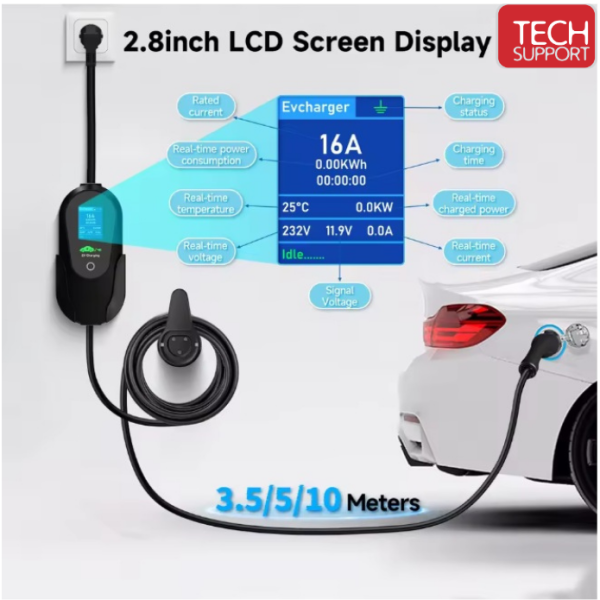 Type 2 Portable EV Charger (EU Plug) | Techsupport